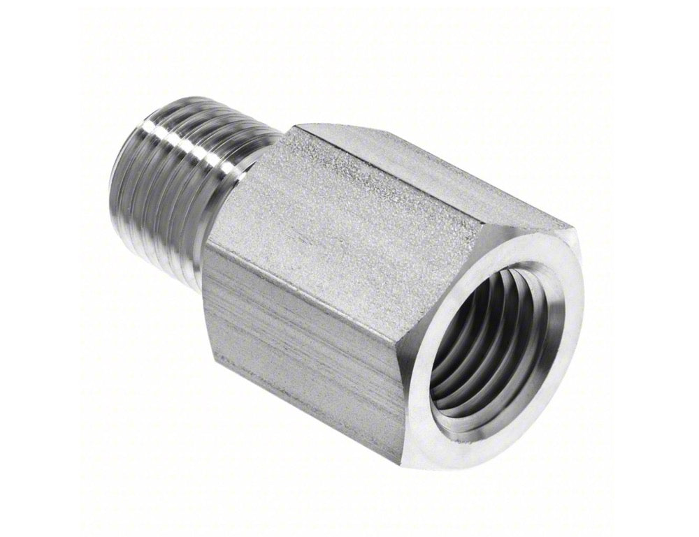 Premium 316L Stainless Steel Thread Adapter - PT Male to NPT Female (1/4" PT Male to 1/4" NPT Female)