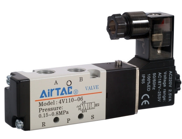 Airtac 4V110-06A AC220V Solenoid Valve | 5/2 Way | In Stock