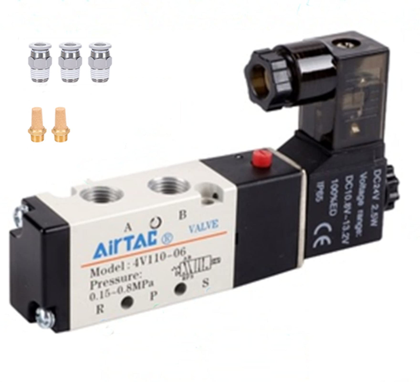 Airtac 4V110-06 AC110V Solenoid Valve | Ultra-Compact 5/2 Way, Ideal for North American and Export Equipment
