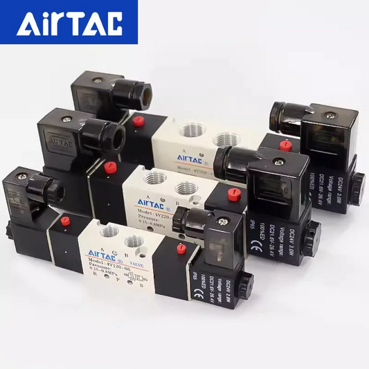AirTac 4V220-08 DC 24V solenoid valve | Maintenance-free sliding column structure, suitable for high-frequency automated production lines