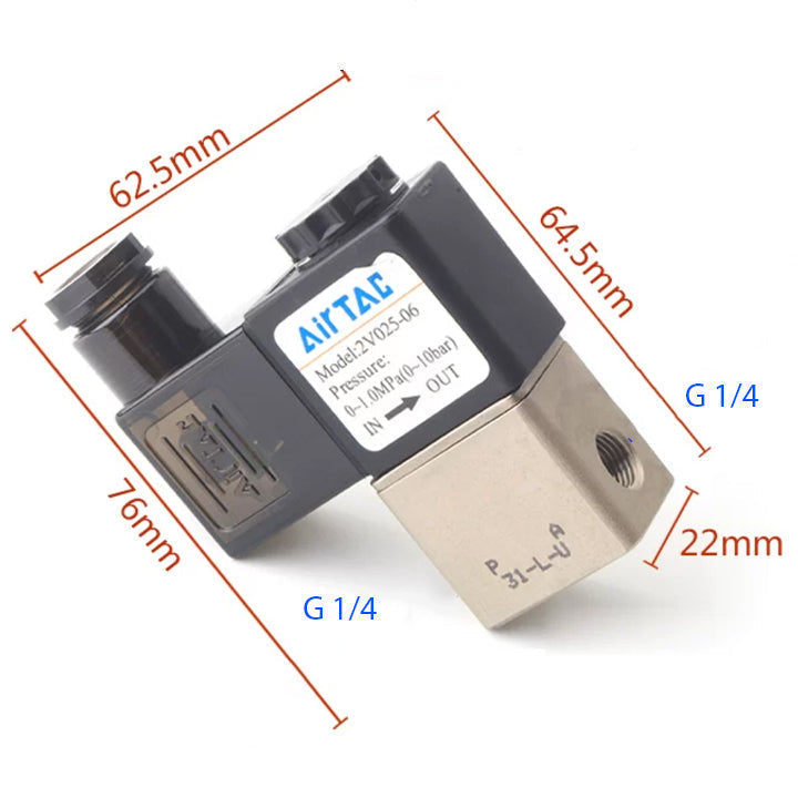 Airtac 2V025-08: 2 Way Solenoid Valve - 2V02508BG