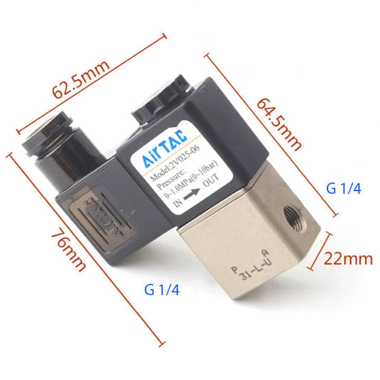 Airtac 2V025-08: 2 Way Solenoid Valve - 2V02508BG