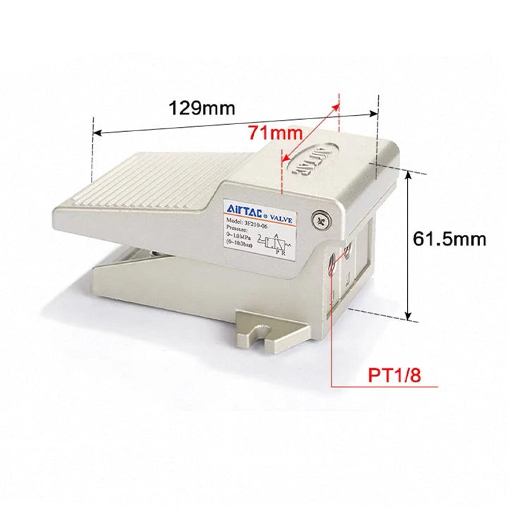 Airtac 3F210-06: Pneumatic Foot Pedal. 3 Way - 3F21006