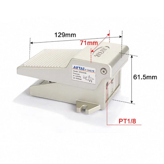 Airtac 3F210-06: Pneumatic Foot Pedal. 3 Way - 3F21006