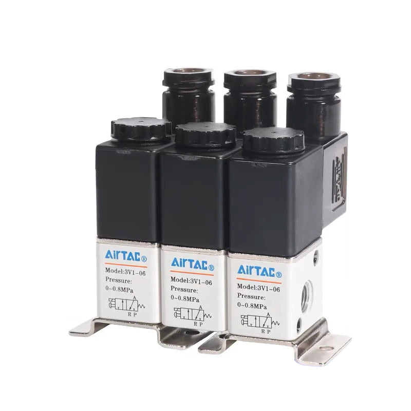 Airtac 3V1-06: Solenoid (3/2 way) +manifold - 3V106F8FT