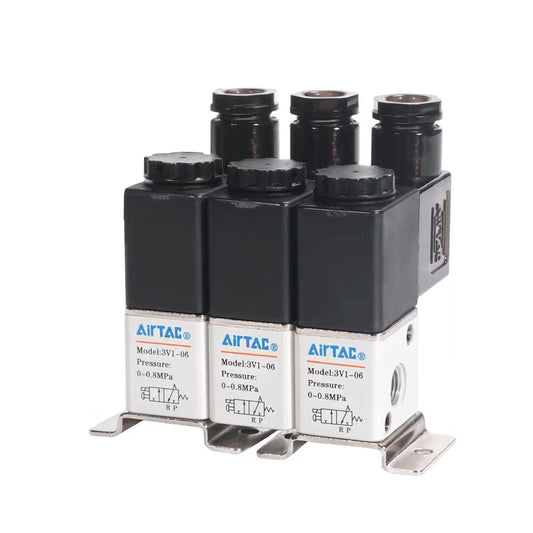 Airtac 3V1-06: Solenoid (3/2 way) +manifold - 3V106F8FT