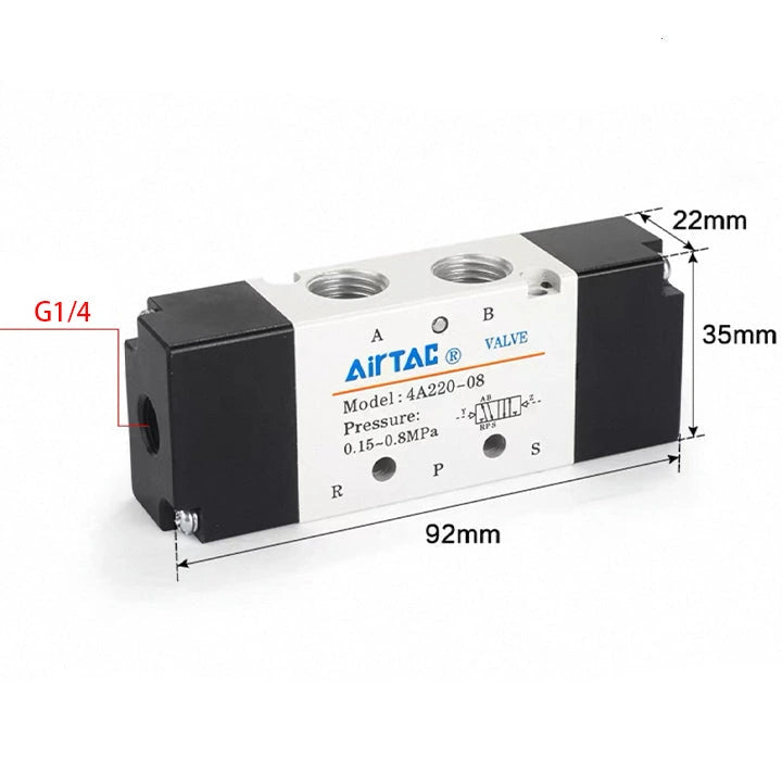 Airtac 4A220-08: Air Pilot Valve. 5 Way - 4A22008G