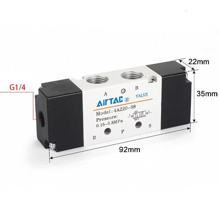 Airtac 4A230C-08: Air Pilot Valve. 5 Way - 4A230C08T