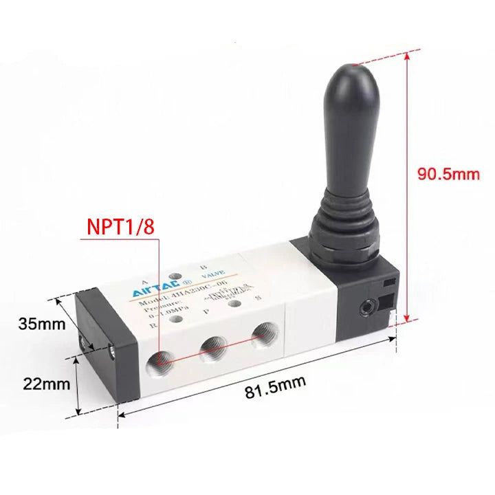 Airtac 4H230E-06: Hand Valve. Toggle Style - 4H230E06T