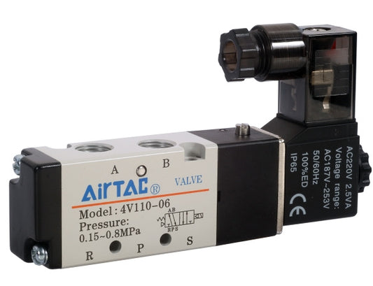 Airtac 4V110-06 AC220V Solenoid Valve | Ultra-Compact 5/2 Way, Suitable for General Industrial Equipment