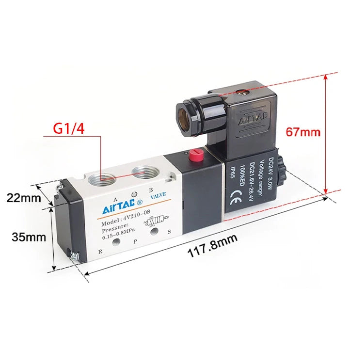 Airtac 4V210-08: Solenoid Air Valve - 4V21008AG