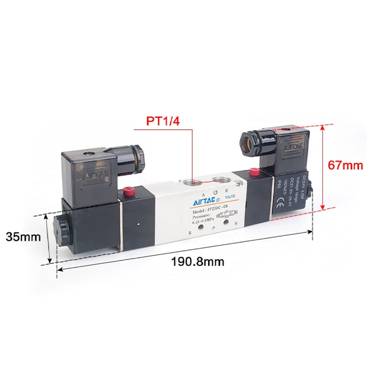 Airtac 4V230P-08: Solenoid Air Valve - 4V230P08C
