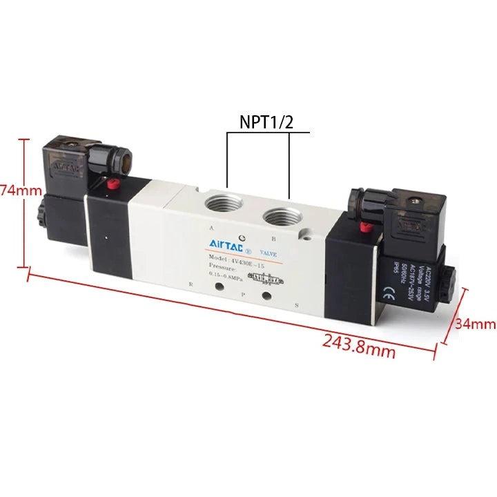 Airtac 4V430E-15: Solenoid Air Valve - 4V430E15BT