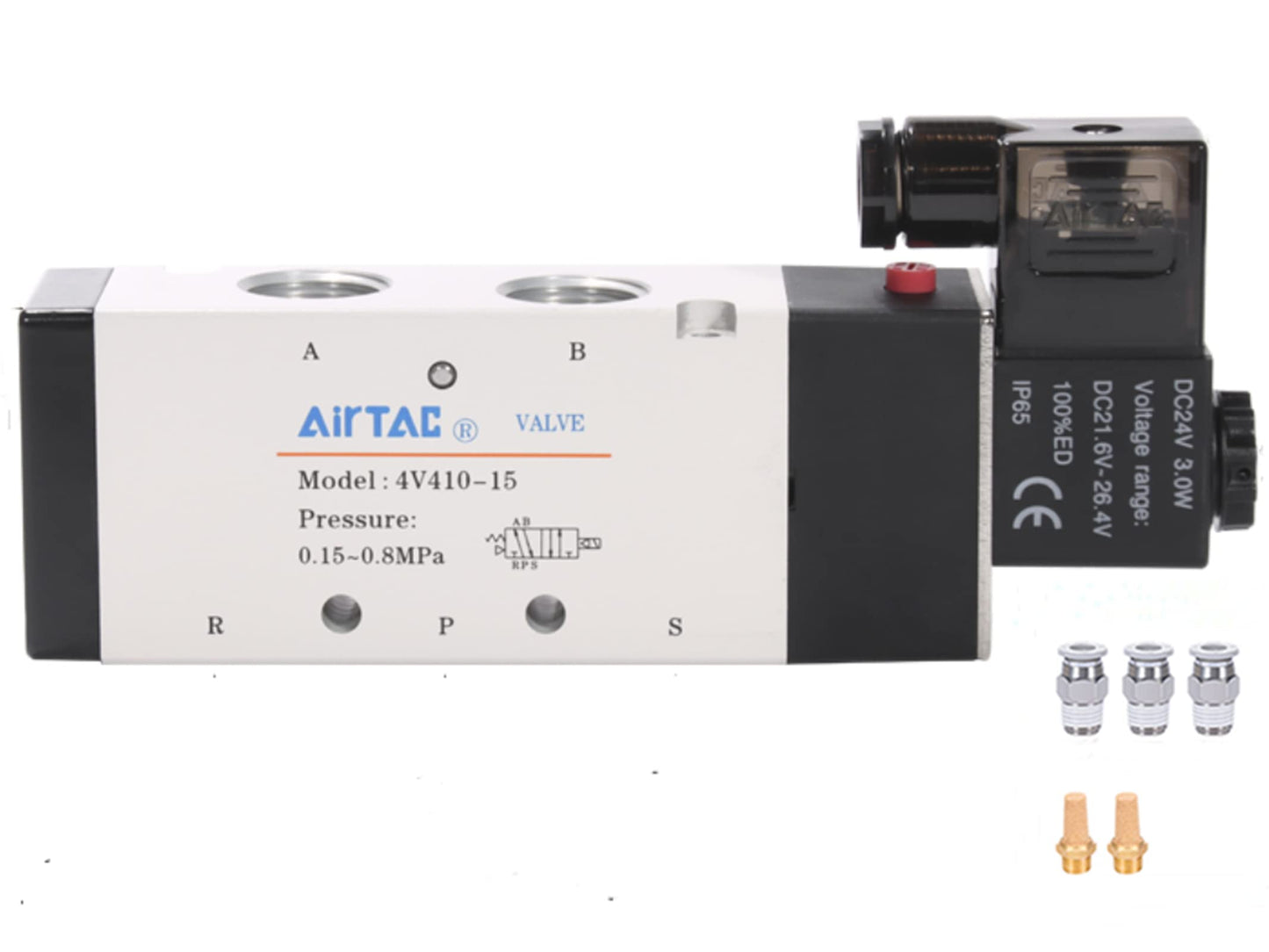 AirTac 4V410-15 DC 24V 5-Port 2-Position Pilot-Operated Solenoid Valve