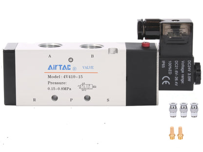 AirTac 4V410-15 DC 24V 5-Port 2-Position Pilot-Operated Solenoid Valve