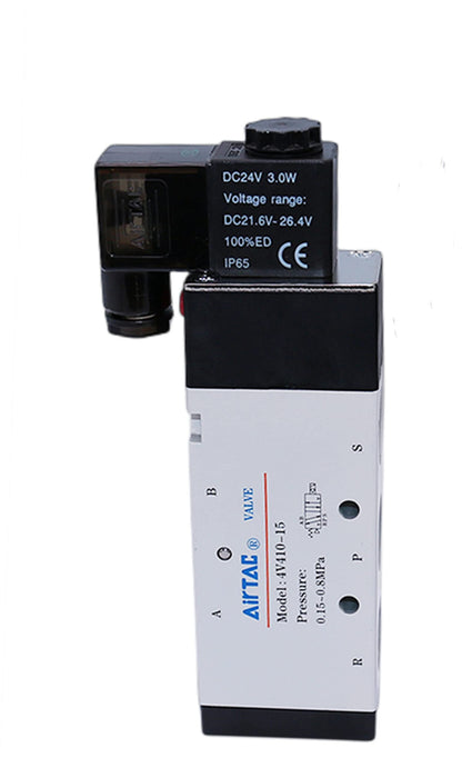 AirTac 4V410-15 DC 24V 5-Port 2-Position Pilot-Operated Solenoid Valve