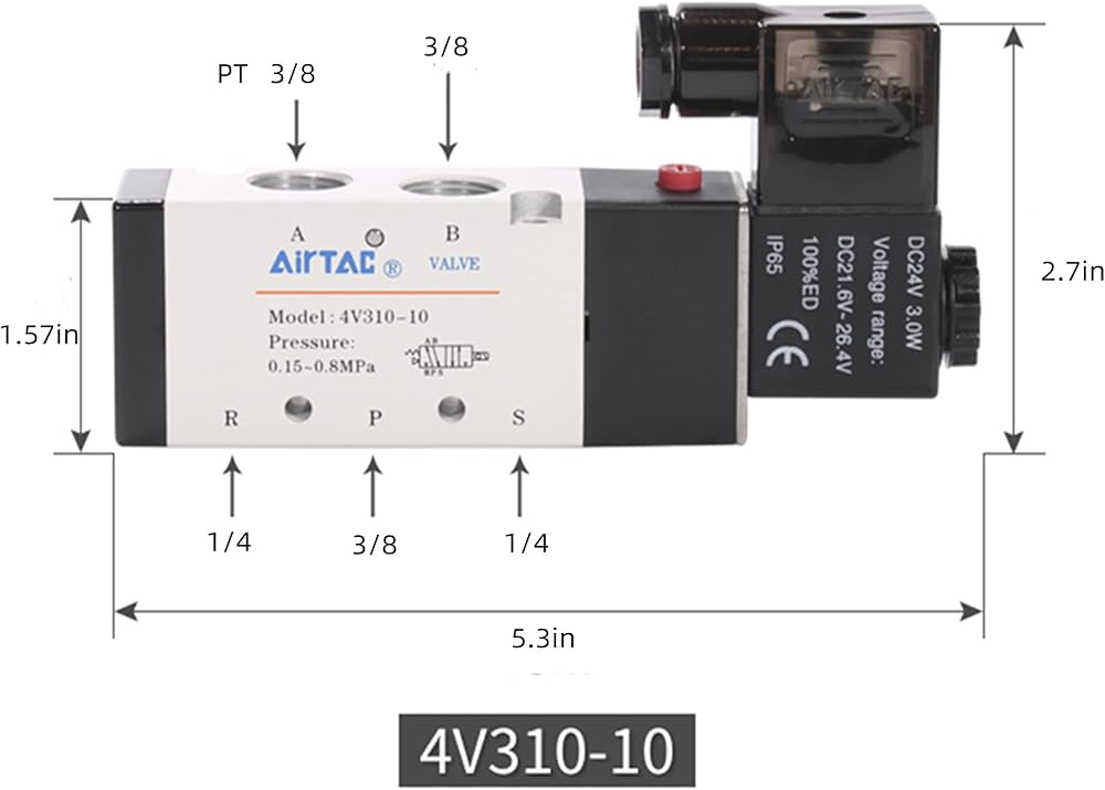 Airtac 4V310-10 AC24V Solenoid Valve | High-Efficiency, Stable Industrial Grade 5/2 Directional Control Valve