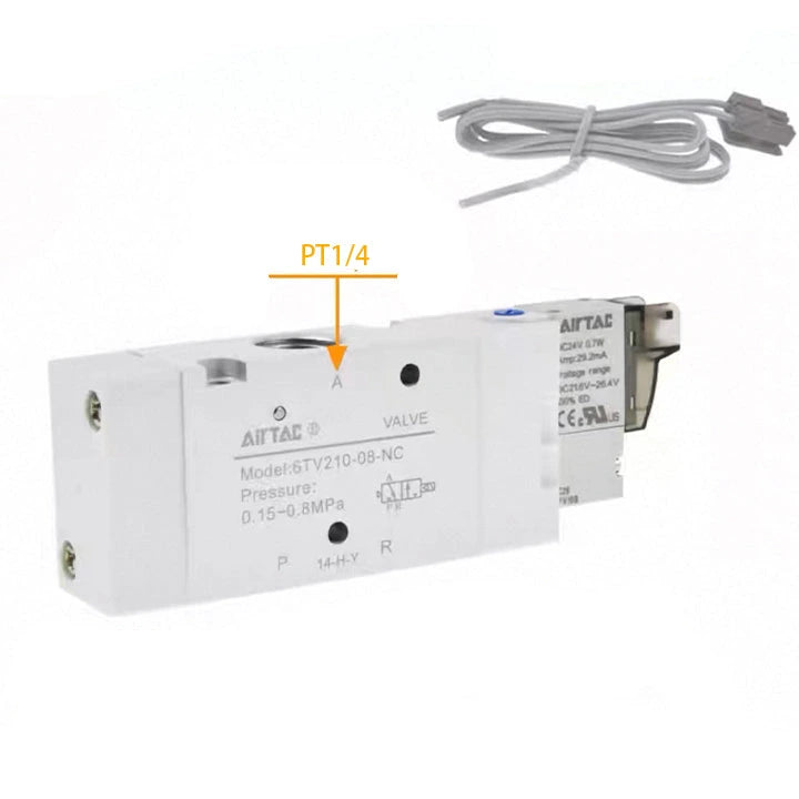 Airtac 6TV210-08-NC: Solenoid valve(3/2 way) - 6TV21008NCF050