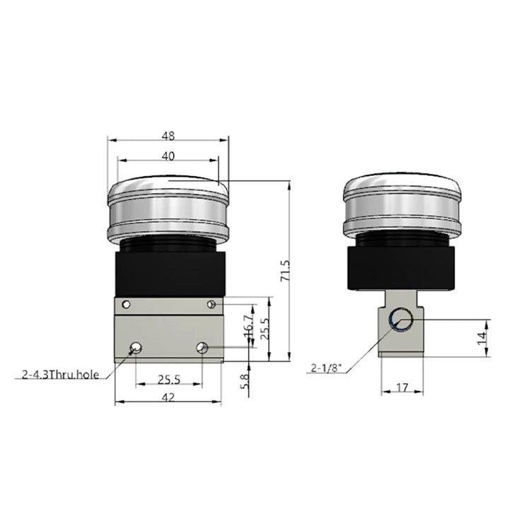 Airtac CM3PMS-06: Manual Valve. 3 Way - CM3PMS06GG