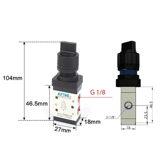 Airtac M3B210-08: Manual Valve. 3 Way - M3B21008