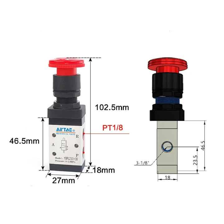 Airtac M3PL110-06: Manual Valve. 3 Way - M3PL11006