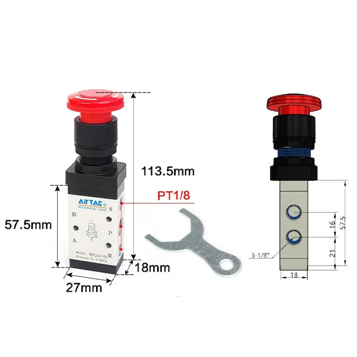 Airtac M5PL110-06: Manual Valve. 5 Way - M5PL11006