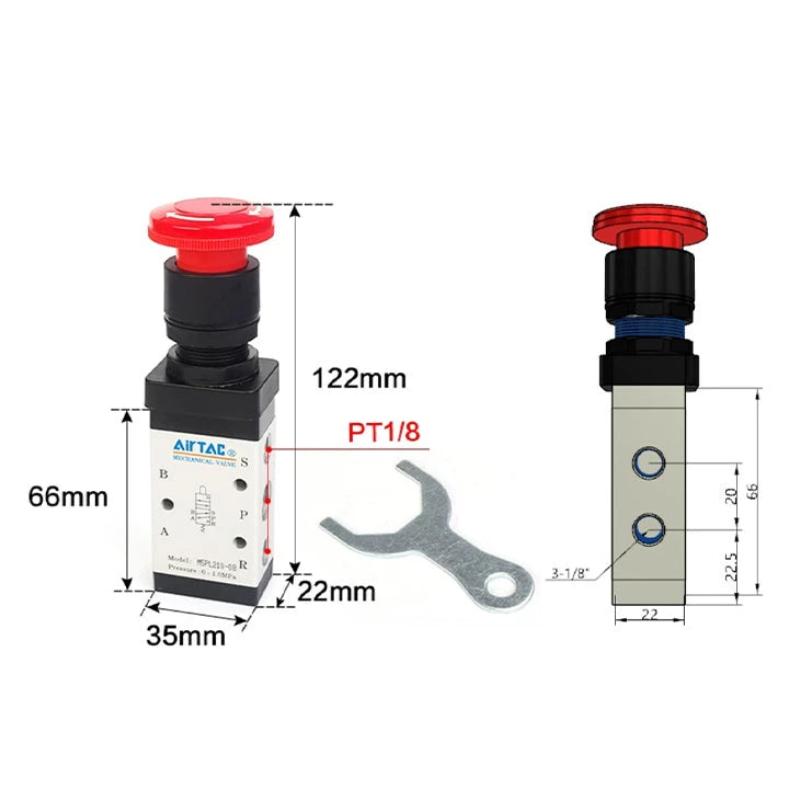 Airtac M5PL210-06: Manual Valve. 5 Way - M5PL21006