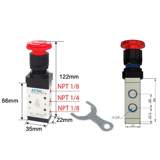 Airtac M5PL210-08: Manual Valve. 5 Way - M5PL21008T
