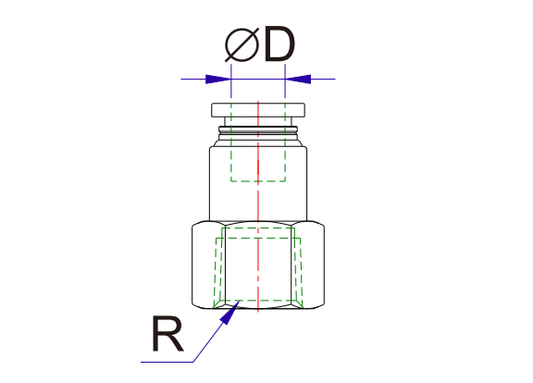 Airtac SUS316: Push to Connect Fitting, Female Connector - X-S6-NPCF5/32-1/8 (MOQ 10 pcs)