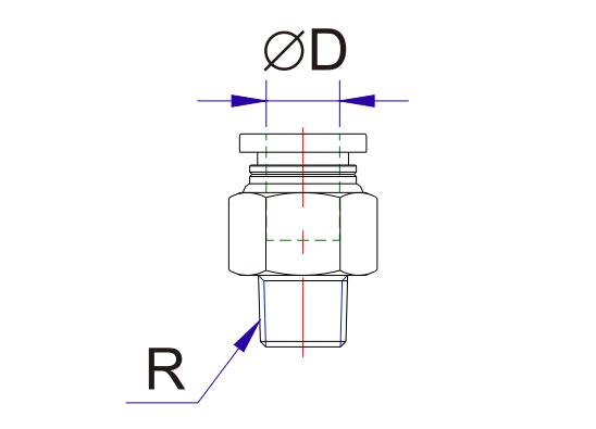 Airtac SUS316: Push to Connect Fitting, Male Connector - X-S6-NPC1/4-1/4 (MOQ 10 pcs)