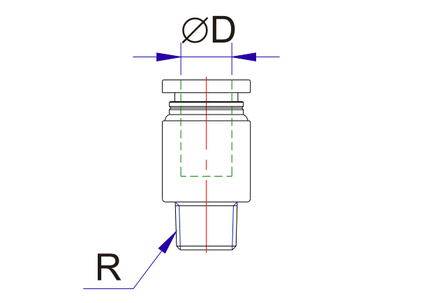 Airtac SUS316: Push to Connect Fitting, Male Connector - X-S6-NPOC5/32-1/4 (MOQ 10 pcs)