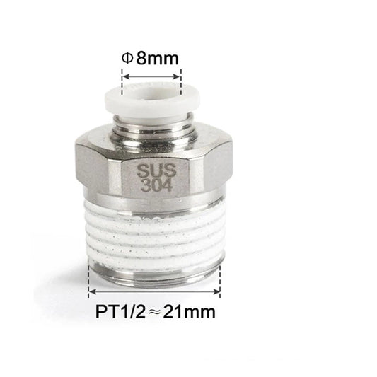 Airtac PC: Male connector--One-touch fittings(stainless steel) - PC804-S