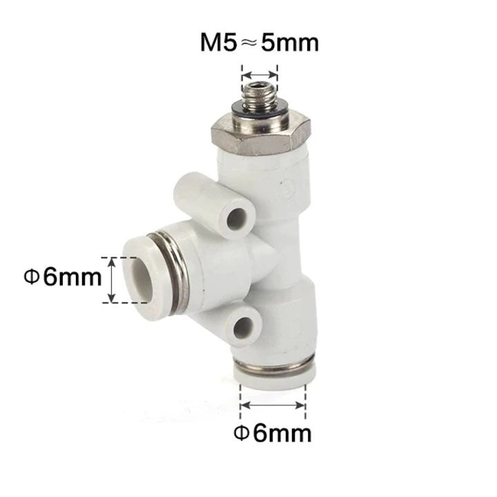 Airtac PED: Push Lock Fitting. Male Run Tee - PED6M5