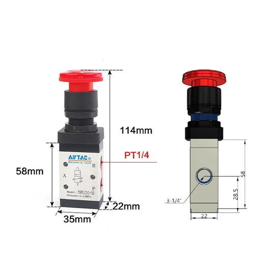 Airtac ZM3R-06: Manual Valve. 3 Way - ZM3R06